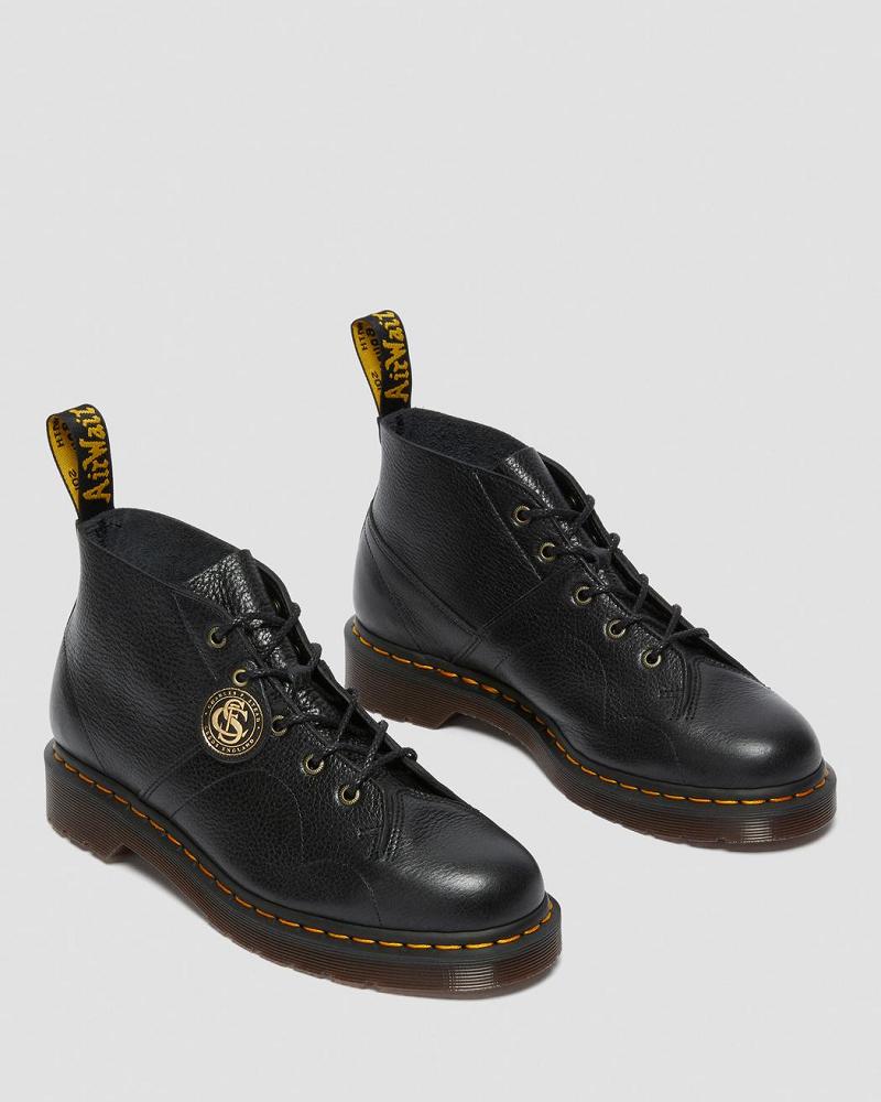Dr Martens Church Buckingham Lær Monkey Boots Dame Svarte | Norge 554TCE